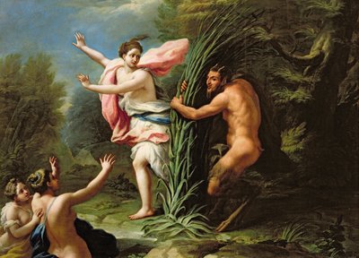 Pan e Syrinx (óleo) de Paolo di Matteis